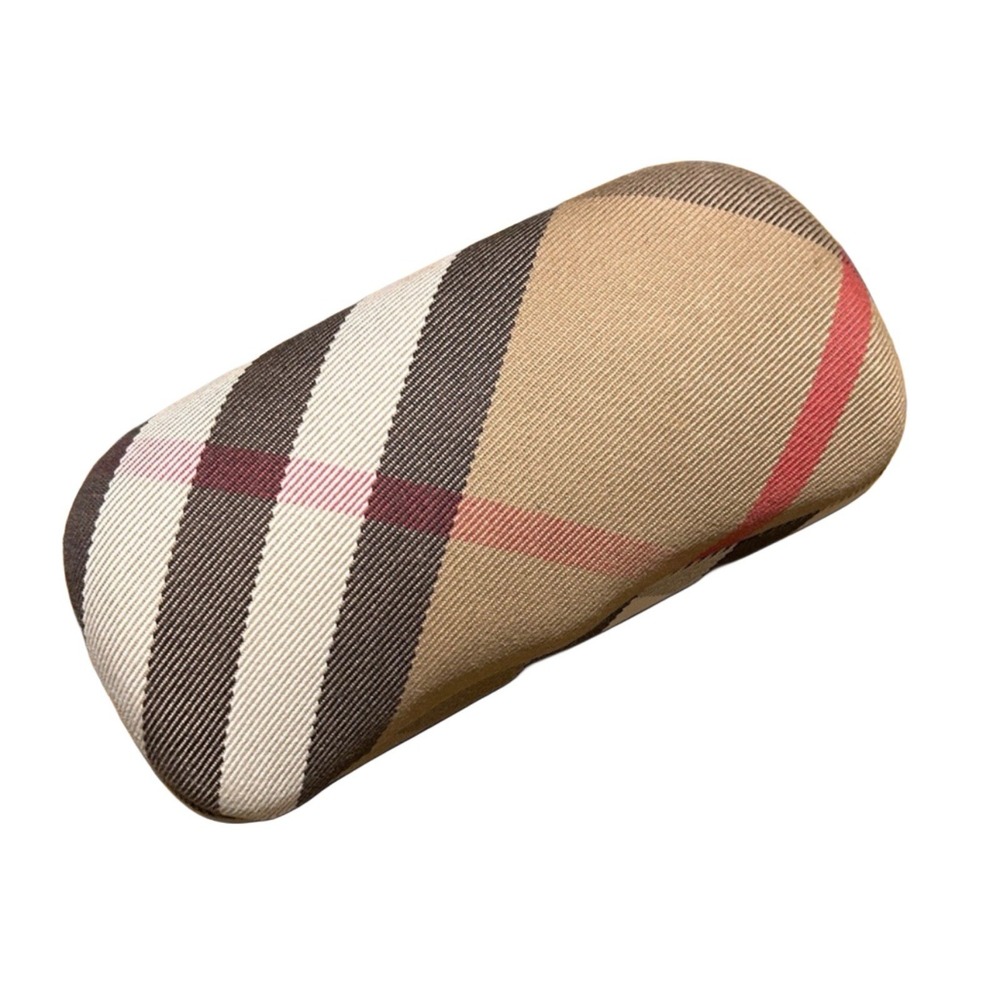 Burberry Nova‎ Check Hard Eyeglass Case Made in Italy Beige Plaid Clamshell
